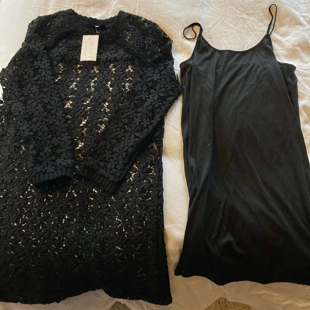 Black Medium Shift dress. Brand is Sugar + Lips